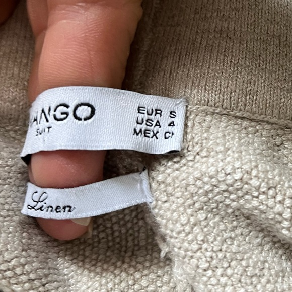 Mango Capri linen wide leg Pants with attached Belt with silver loop - Picture 13 of 13